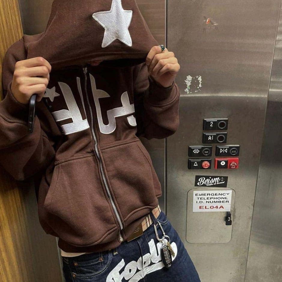 Star Y2K Zip Hoodie - Elysium